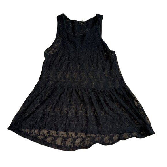 Express Tops - Express Womens Flowy Lace Tank Top-Black-Size S-GUC
